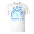 In April We Wear Blue Autism Awareness Month Puzzle Unisex T-Shirt