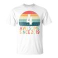 Kids 4Th Birthday Vintage Retro 4 Years Old Awesome Since 2019 Unisex T-Shirt
