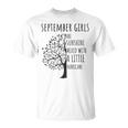 Womens September Girls Are Sunshine Mixed With A Little Hurricane T-shirt