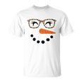 Snowman Shirt For Women Eyelashes Leopard Glasses Christmas Unisex T-Shirt