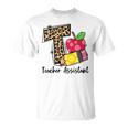 T Is For Teacher Assistant Leopard Apple Pencil Womens Unisex T-Shirt