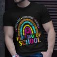 100Th Day Of School Teacher Leopard Rainbow 100 Days Smarter  Men Women T-shirt Graphic Print Casual Unisex Tee