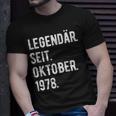 45 Geburtstag Geschenk 45 Jahre Legendär Seit Oktober 1978 T-Shirt Geschenke für Ihn