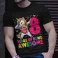 8 Years Old Unicorn Flossing 8Th Birthday Girl Unicorn Party V2 T-Shirt Gifts for Him