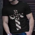 American Usa Flag Freedom Cross Military Style Army Mens Unisex T-Shirt Gifts for Him