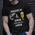 Angeln Und Bier Darum Bin Ich Hier T-Shirt Geschenke für Ihn