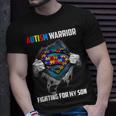 Autism Warrior Fighting For My Son Autism Mom Dad Parents Unisex T-Shirt Gifts for Him