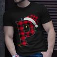 Awesome Letter P Initial Name Buffalo Plaid Christmas T-shirt Gifts for Him
