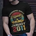 Awesome Since Januar 2011 - 11. Geburtstag Katzenliebhaber T-Shirt Geschenke für Ihn