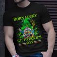 Born Lucky On St Patricks Day Autism St Patricks Day Gnomes T-Shirt Gifts for Him