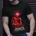Christian Lion Cross Religious Saying Blood Cancer Awareness V2 T-Shirt Gifts for Him