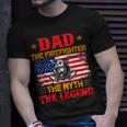Dad The Firefighter The Myth The Legend American Flag Unisex T-Shirt Gifts for Him