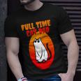 Full Time Cat Dad Halloween Funny Black Cat Wearing Ghost Halloween Cat Dad Unisex T-Shirt Gifts for Him