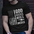 God Guns Beer & Diesels Diesel Truck Mechanic Usa Flag Unisex T-Shirt Gifts for Him
