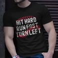 Hit Hard Run Fast Turn Left Funny Baseball Player And Fan Unisex T-Shirt Gifts for Him