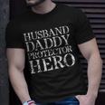 Mens Husband Daddy Protector Hero Husband From Wife T-shirt Gifts for Him