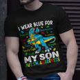 I Wear Blue For My Son Autism Awareness Dinosaur For Dad Mom Unisex T-Shirt Gifts for Him