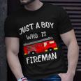 Just A Boy Who Is A Fireman Firefighter Fire Fighter T-Shirt Gifts for Him