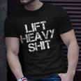 Lift Heavy Shit Workout Fitnessstudio Bankdrücken T-Shirt Geschenke für Ihn