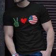 Peace Love Malaysia Flag Malaysian Pride Roots Unisex T-Shirt Gifts for Him