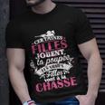 Schwarzes Damen-T-Shirt mit Jagd-Motiv, Französischer Spruch Geschenke für Ihn