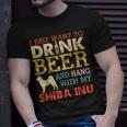 Shiba Inu Dad Drink Beer Hang With Dog Men Vintage T-Shirt Gifts for Him