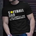 Mens On Back Softball Dad Like A Baseball Dad With Bigger Balls T-Shirt Gifts for Him