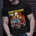 Sound The Alarm Im 5 5Th Birthday Fireman Firetruck Boys Unisex T-Shirt Gifts for Him