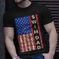 Mens Swim Dad American Flag Swimmer Fathers Day T-Shirt Gifts for Him