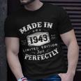 Vintage 1943 Made In 1943 80 Geburtstag Mann Frau 80 Jahre V2 T-Shirt Geschenke für Ihn