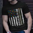 Vintage American Flag Best Autism Dad Ever Autism Awareness Unisex T-Shirt Gifts for Him