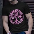 Vintage Pink Peace Sign 60S 70S Hippie Retro Peace Symbol Unisex T-Shirt Gifts for Him