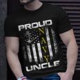 Vintage Proud Navy Uncle With American Flag Gift Unisex T-Shirt Gifts for Him