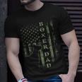 Vintage Usa American Camo Flag Proud Boxer Dad Silhouette T-Shirt Gifts for Him