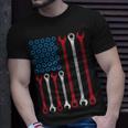 Wrench Flag Vintage Fathers Day Patriotic Mechanic Dad Men Unisex T-Shirt Gifts for Him
