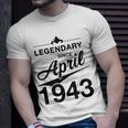 80 Geburtstag 80 Jahre Alt Legendär Seit April 1943 V6 T-Shirt Geschenke für Ihn