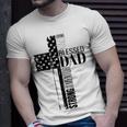 Cool Christian Blessed Dad Cross American Flag Fathers Day Unisex T-Shirt Gifts for Him