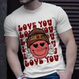 Hippie Smiling Face Wearing Beanie Hat Love You Valentine T-Shirt Gifts for Him