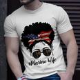 Marine Life Marine Military Wife Messy Bun Black Womens Unisex T-Shirt Gifts for Him