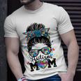 Womens Autism Mom Life Messy Bun Sunglasses Bandana Mother’S Day Unisex T-Shirt Gifts for Him
