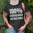 100 Feeling-Lucky Ganztägiges T-Shirt für Glücksspiel-Fans Geschenke für alte Männer