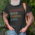 18 Years Old Awesome Since March 2005 18Th Birthday T-Shirt Gifts for Old Men