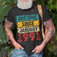 32 Year Old Awesome Since Januar 1991 32 Geburtstag Geschenke T-Shirt Geschenke für alte Männer