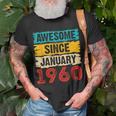 63 Year Old Awesome Since Januar 1960 63 Geburtstag Geschenke T-Shirt Geschenke für alte Männer