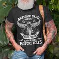 Awesome Dads Have Beards Tattoos And Rides Motorcycles Unisex T-Shirt Gifts for Old Men