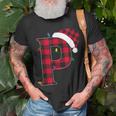 Awesome Letter P Initial Name Buffalo Plaid Christmas T-shirt Gifts for Old Men