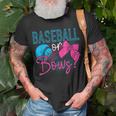 Baseball Or Bows Gender Reveal Party Quote Mom Dad Unisex T-Shirt Gifts for Old Men