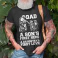 Bicer Dad Hero First Love Dirt Bike Rider Motocross Gift Unisex T-Shirt Gifts for Old Men