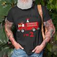 Birthday 2 Year Old Fire Fighter Truck Firetruck T-Shirt Gifts for Old Men