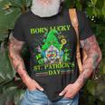Born Lucky On St Patricks Day Autism St Patricks Day Gnomes T-Shirt Gifts for Old Men